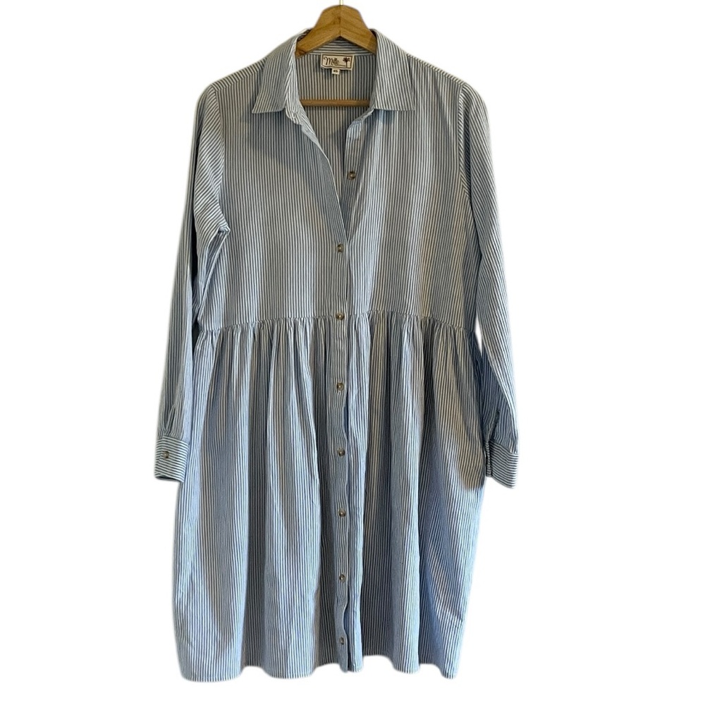 Mille Striped Button Front Mini Dress Women’s Size XS‎ Cotton Blue White